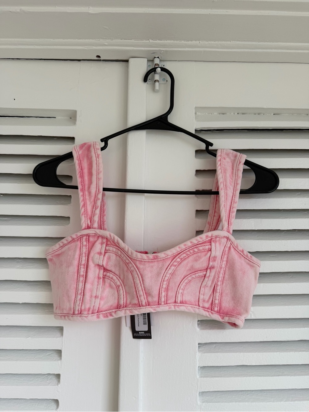 Pink Denim Corset Crop Top